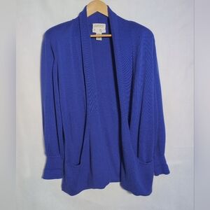 Vintage Sideffects Sz L Blue Open Front Cardigan Sweater
